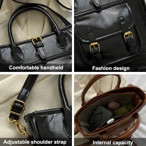 Konstläder väska, mjuk axelväska för studenter, pendlarväska och crossbody-väska för skolan