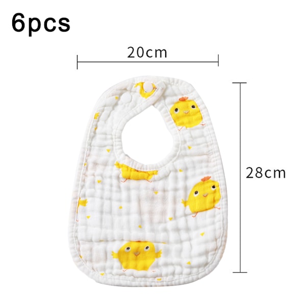 Babyhaklappar, Pojke/Flicka Salivahaklapp, Mode Bomullsbib, Absorberande Bib, Kan Effektivt Skydda Bebisens Känsliga Hud (6st)