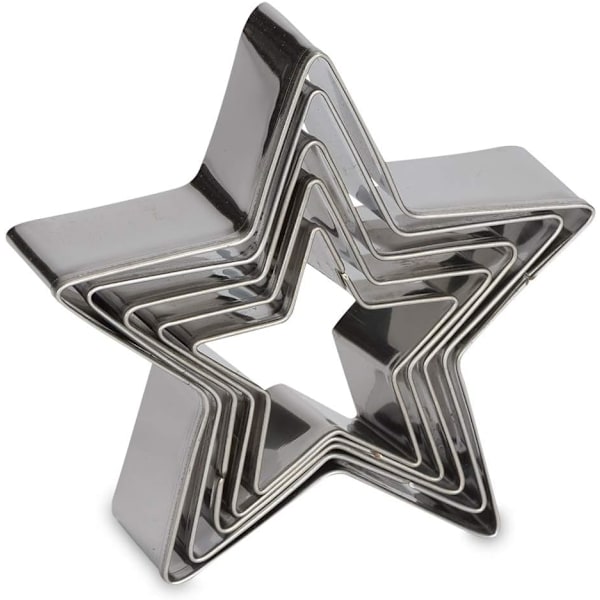 Star Cookie Cutter Set-5 st Rostfritt stål Femuddiga molds Fondantkaka Cookie Cutter Set Bakverksform-för 3d julgran/Linzer