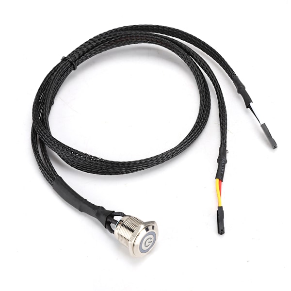 Datorväxlare för skrivbord, kabel, metallknapp, metall LED-strömknapp, röd