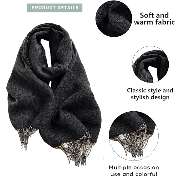 Vinter tørklæder til kvinder Pashmina Shawl Wraps til aftenkjoler Store varme bløde tørklæder, 66cm * 180cm
