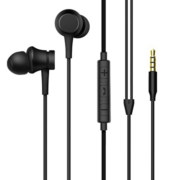 Mustat In-Ear -kuulokkeet, vahva basso, langalliset kuulokkeet 3,5 mm:n liittimellä IOS- ja Android-matkapuhelimille, musta