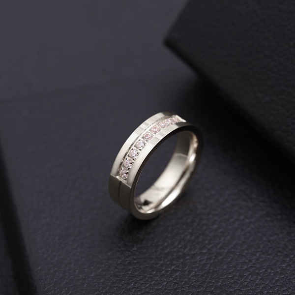 6mm Titanringar för män Silver Cubic Zirconia Eternity Vigselring Kvinnor Högpolerad bekväm passform Storlek 6-9