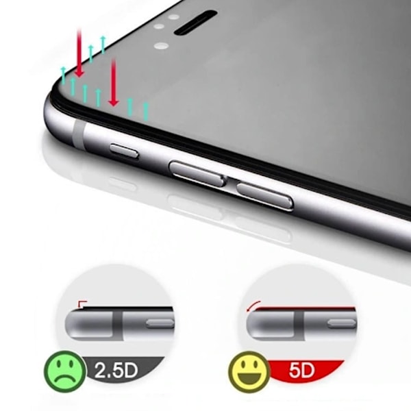 3x Hærdet Glasbeskyttelse iPhone 6/7/8 Plus 5D Dækker hele skærmen Sort Transparent