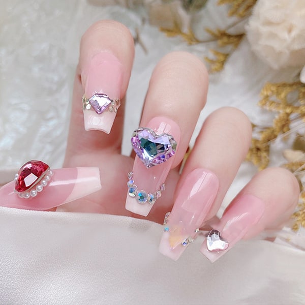20 stk. Neglekunst Rhinestones Diamanter 8,5 * 10 mm Hjerteformet Glansfuld Glaskrystal Rhinestones til 3D Negledekorationer Tøj Smykker Tasker DIY Håndværk