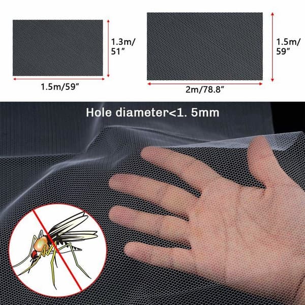 Self-adhesive window mosquito net 150 x 130 cm (3 pcs) in white polyester - net kit + 4 strips