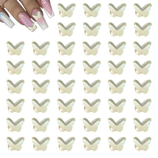 60 st Aurora Mocha naglar 3D glänsande fjärilsdekoration Platta nagelborrdekoration