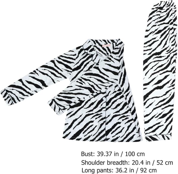 Pyjamas til kvinder med zebraprint, langærmede, lette forårs- og efterårspyjamas med reverskrave til hjem og fritid[TT]