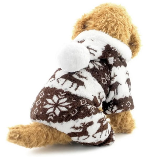 Varmt fleece-hoodie til hunde med fire ben - Hjortemønster - Varmt hundetøj