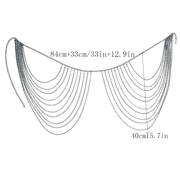 Kristallskiktade midjekedjor Strand mage kroppskedja Modebälten Kroppsaccessoarer Smycken för kvinnor
