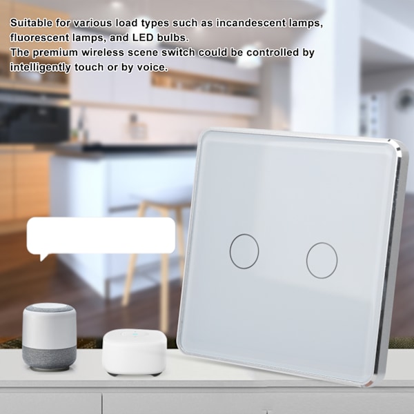 Intelligent Beröringsstyrd Ljusströmbrytare 86 Typ Trådlös för ZigBee 2.4G Röststyrning AC 100‑250V 2-vägs
