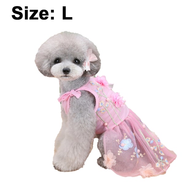 Blomsterblonder Hundekjole Kat Prinsesse Seler Kostume Hvalpe Tutu Blomster & Bue Tøj Hvalpe Broderi Skørt