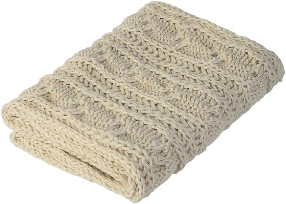 Dame- og herre vinter tyk kabelstrikket wrap stor varmt tørklæde LT01[TT] Beige