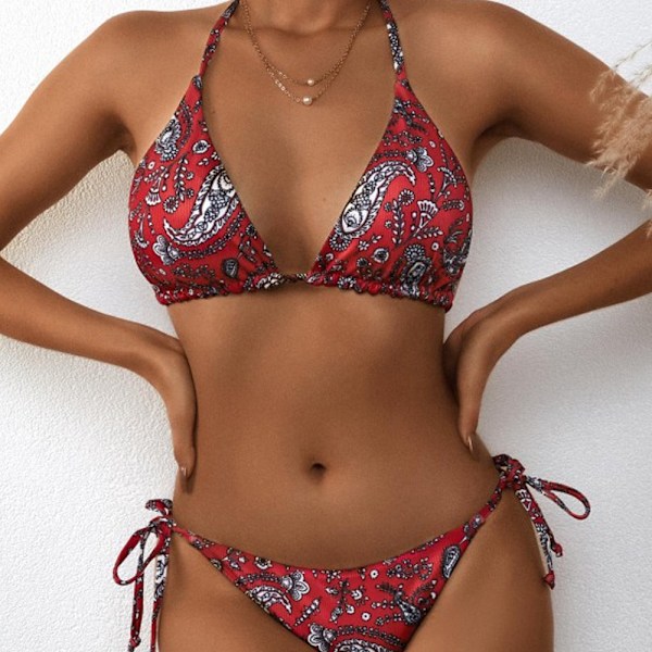 Liten pit stripe trykket badedrakt bikini for kvinner sommer strandfest bikini