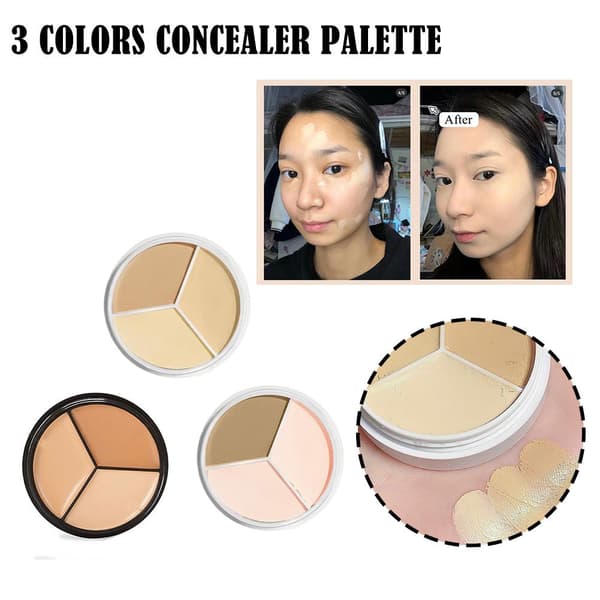 3-färgs makeup-contour ansiktskräm concealer-palett professionell för akne UK1 vit White 03 # One Size