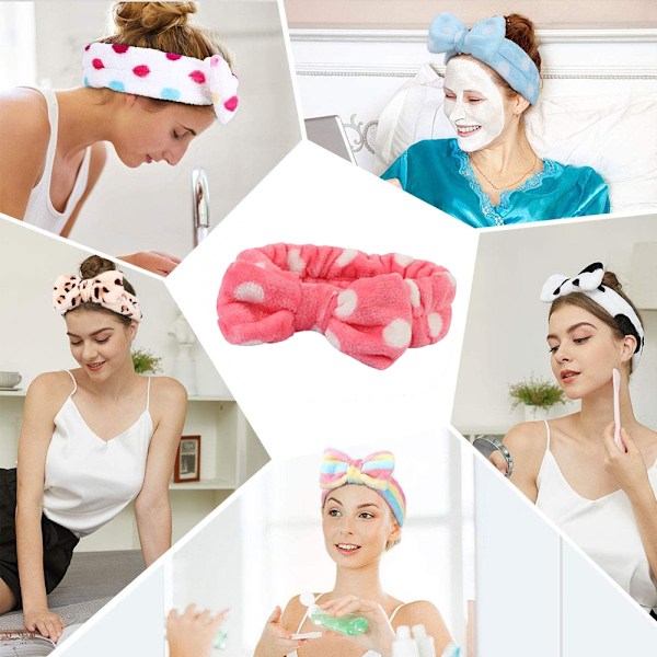 Spa-Huvudband, Korallfleece Makeup-Huvudband Kosmetiskt Huvudband för Ansiktsrengöring, Rosett-Huvudband för Duschen Terryduk Huvudband för Kvinnor Ansiktshår
