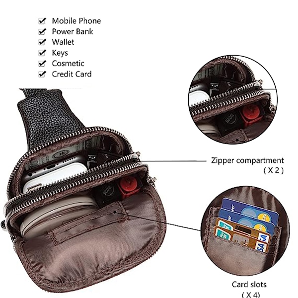 Liten Sling Bag Fanny Pack Crossbody Väskor Presenter till Kvinnor Män Mode Midjeväska Bältesväska med 2-Dragkedje Fickor för Vandring Löpning Resor