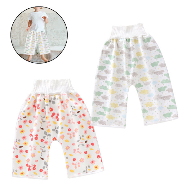 2-pack Vattentäta och Läcksäkra Blöjbyxor Potträningstygblöjbyxor för Babypojke och Babyflicka Nattetid