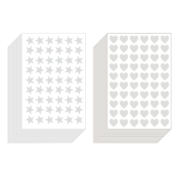 1080 stk, Stjerne- og Hjerteklistremerker, for Dekorasjon Fargede Etikett Hjerter for Kunst, Festartikler og Scrapbooking