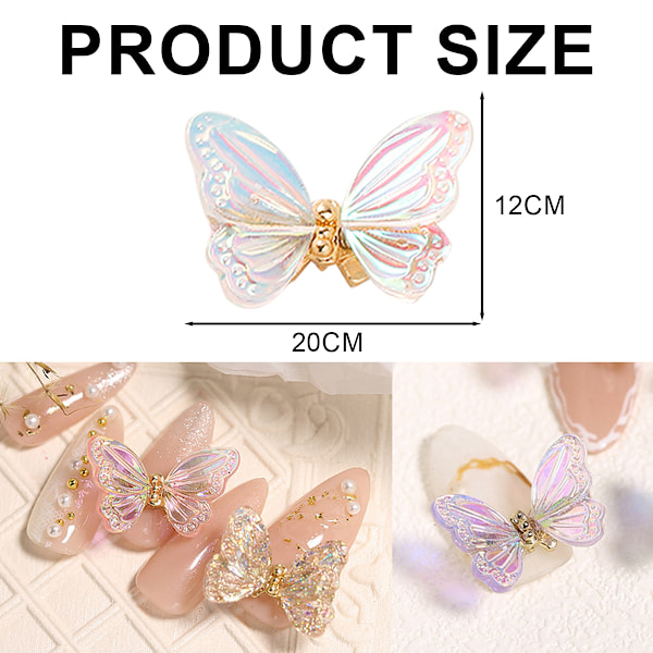 6 st Aurora Magic Resin Nagelfil med fjäril med fjäder som dansar nageltillbehör