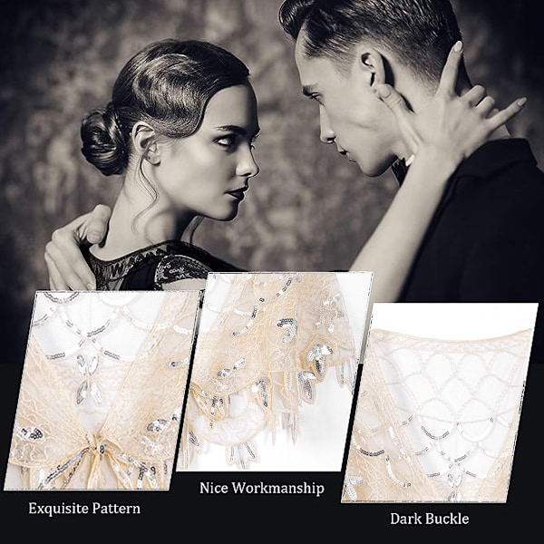 Kvinders Sequin 1920'er Sjal og Wraps til Aftenskjoler Mesh Bead Glitter Fest Gatsby Tilbehør Vampyr Kappe