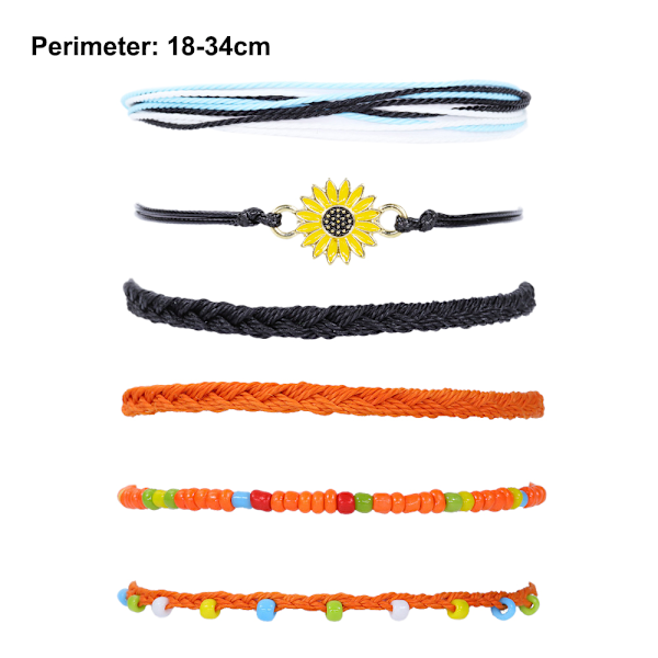 2 sett armbånd for tenåringsjenter og kvinner, vanntette tauarmbånd, sommerstrandankler, vevde armbånd