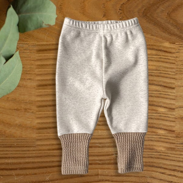 Bebisens extra tjocka varma fleecebyxor, bebiss höst- och vinterplyschsplicing leggings (Aprikos)