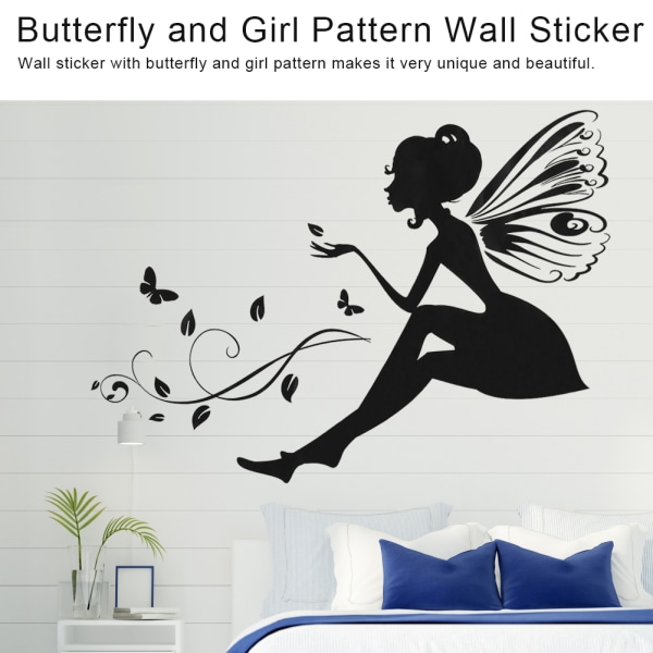 Fjäril och flicka mönster väggdekal PVC-dekal DIY-fönster