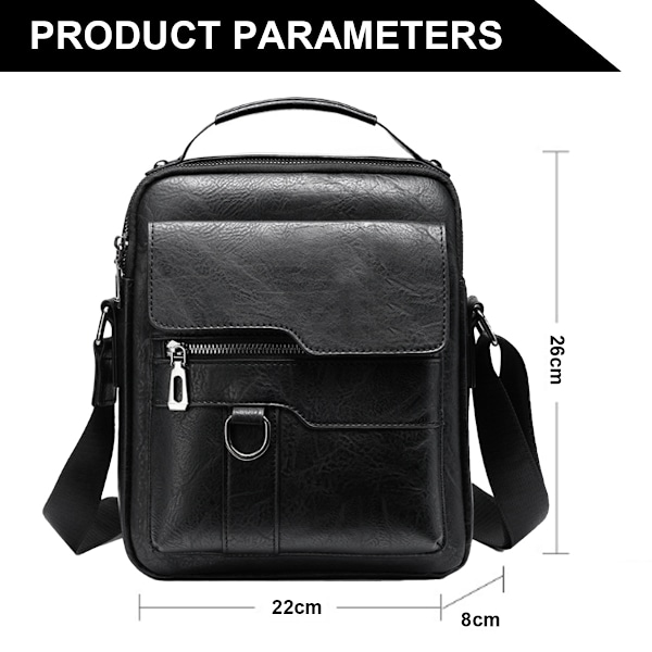 Liten axelväska för män i läder, crossbody, handväska, portfölj, messenger, reseväskor för iPad 9,7\", arbete, kontor, affärer, crossbody-väska