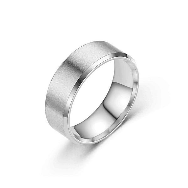 8 mm Titanring i rustfritt stål, matt finish, hererring, vielsesring, komfortabel passform, størrelse 7-10