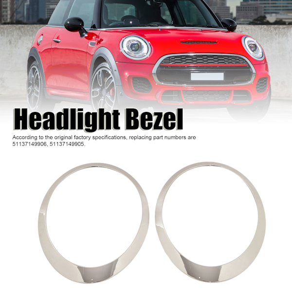 Par Forlygte Krom Trim Ring Forlygte Bezel 51137149905 Udskiftning til John Cooper Works Clubman 2009‑2014