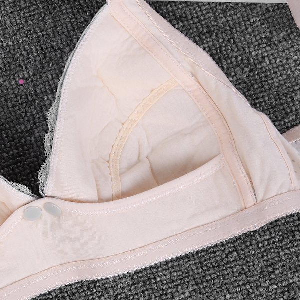 Butterfly Lace Knappfront Öppen Amningsbh Utan Bygel för Mamma (Hudfärg 85)