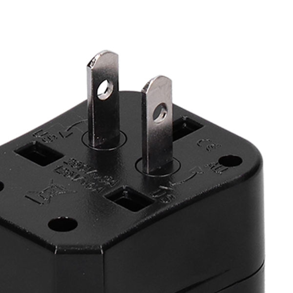Rejseadapter Universal Strømkonverter Stik med 2 USB-porte til UK EU US JP AU CN 100~240V Sort
