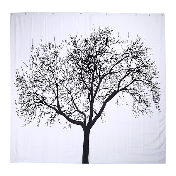 180x200cm Vandtæt Bruseforhæng Badeværelse Polyester 12 Kroge 1# Sort Træ