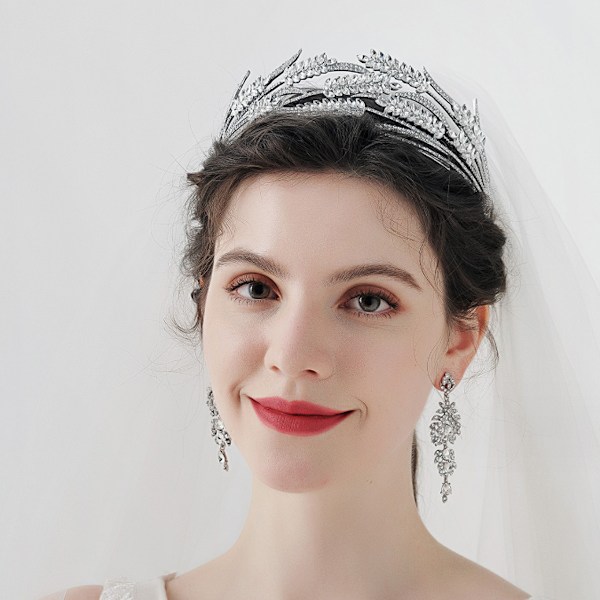 Brudhuvudbonad - Hår Smycken Bröllopspannaband Tiara Löv Pannband Krona Tiara Brud Silver Huvudbonad
