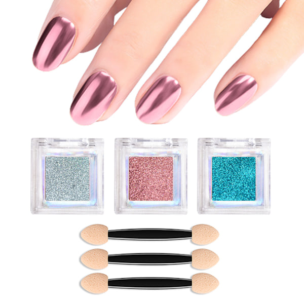 Nagelpulver metall spegeleffekt holografisk aurora kameleont pigment, nagelkonst gel fast magiskt spegelpulver