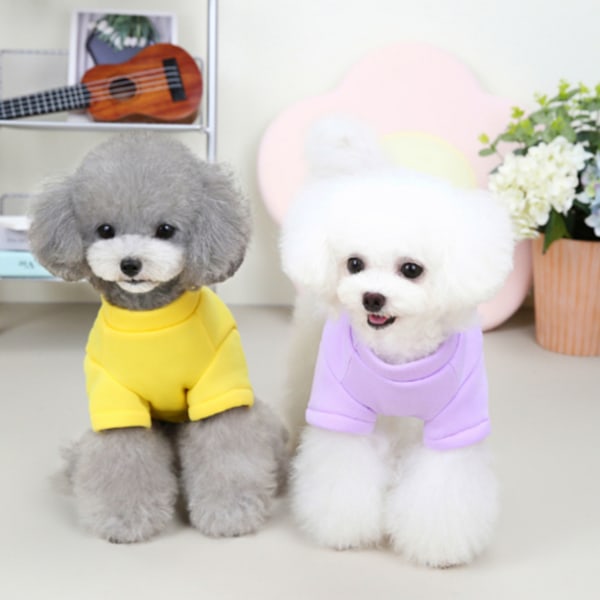 2-pack tröjor för husdjur - Pullover sporttröjor för kattungar med ärmar (gul+lila)