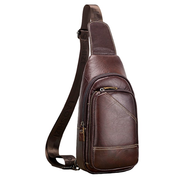 Äkta Läder Slingväska Casual Bröstväska Resa Vandring Crossbody Axelväska Vintage Ryggsäck för Män & Kvinnor