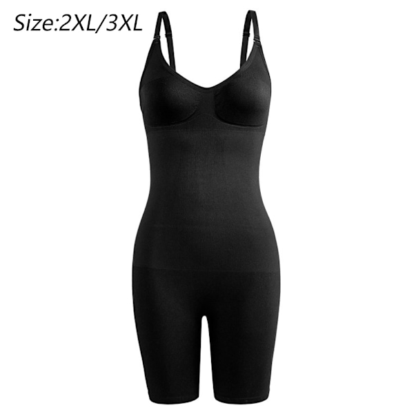 Bodysuit til kvinder med mavekontrol Shapewear Mid-lår Sømløs Full Body Shaper Justerbar - Sort