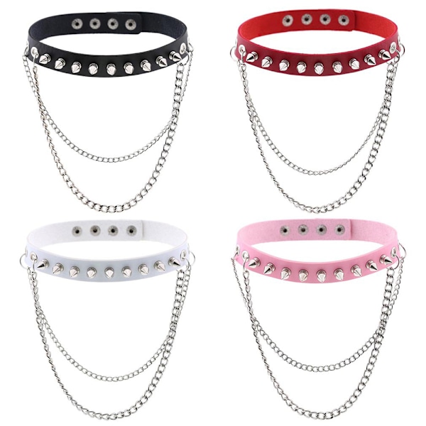 Punk goth metall spik nitar länk läder krage choker halsband