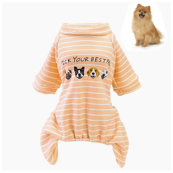 Hundpyjamas för små hundar pojke flicka, valp 4 ben hundkläder, vinter varm overall kläder för husdjur hundar hane hona (orange)