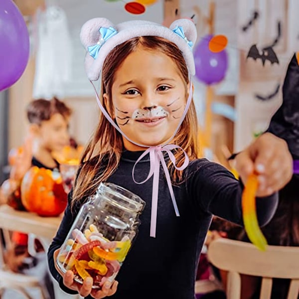 Jente Hodebånd med Dyreører - Bjørn og Katt - Halloween Kostymefest Hodepynt Hårtilbehør