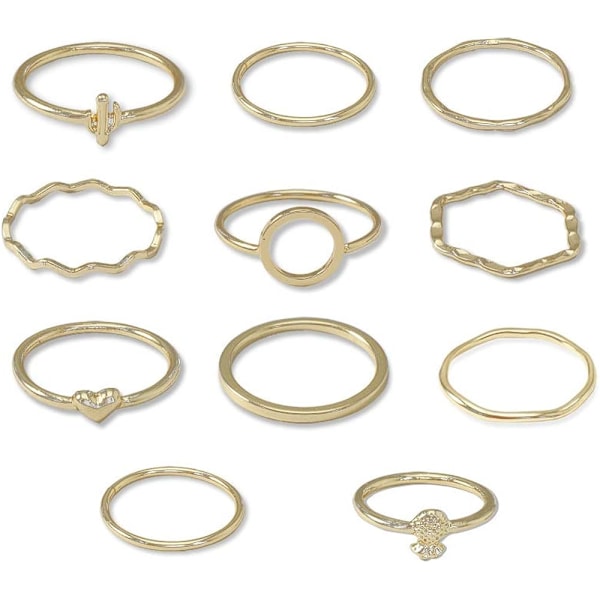 Ring Guld Boho Ring Flicka Vintage Gem Kristall Ring Knuckle Knot Ring Set Tonårsfest Daglig Semester Smycken Present