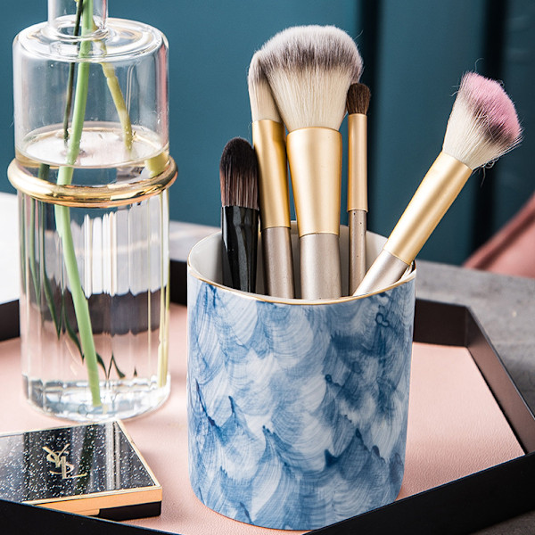 Keramisk Penneholder Stativ Kop Blyant Organizer Makeup Pensel Holdere til Hjem Kontor Skrivebord, 10*9*9cm