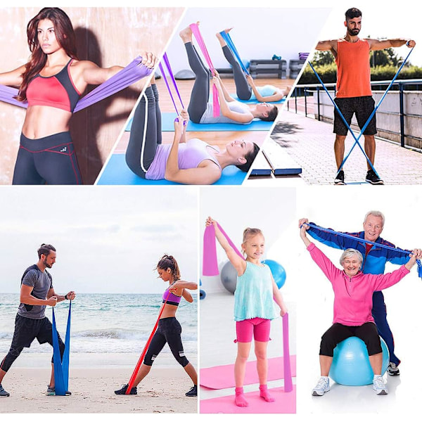 Fitness Gymnastikband Långa fitness Motståndsband Motståndsband med 3 motståndsnivåer, styrketräning, sport, pilates, yoga,