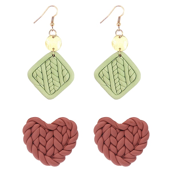 2 par Polymer Clay Rattan Blomsterøreringe, Letvægts Drop Dangle Øreringe, Gaver til Kvinder Piger