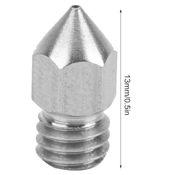 10 st 3D-skrivarmunstycken Set Silver Hållbar för MK8 Extruder Rostfritt Stål Tillbehör 0,6 mm