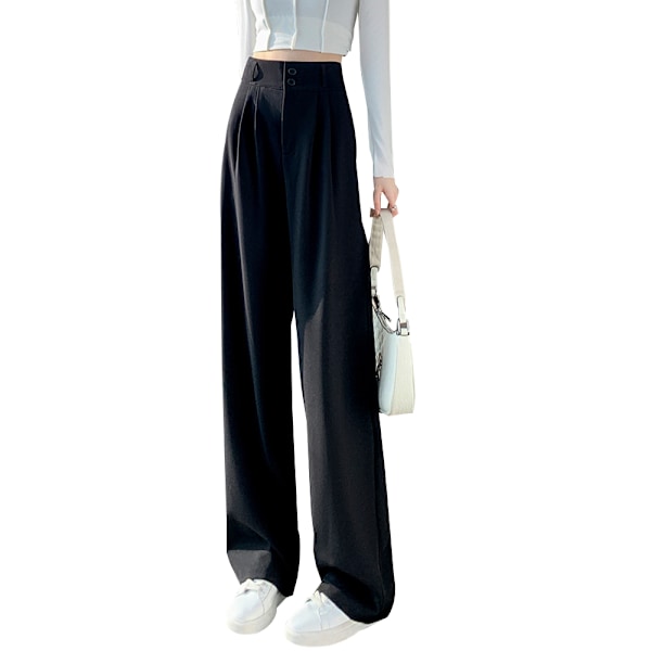 Dame Casual Brede Ben High Waist Knaphængte Lange Bukser