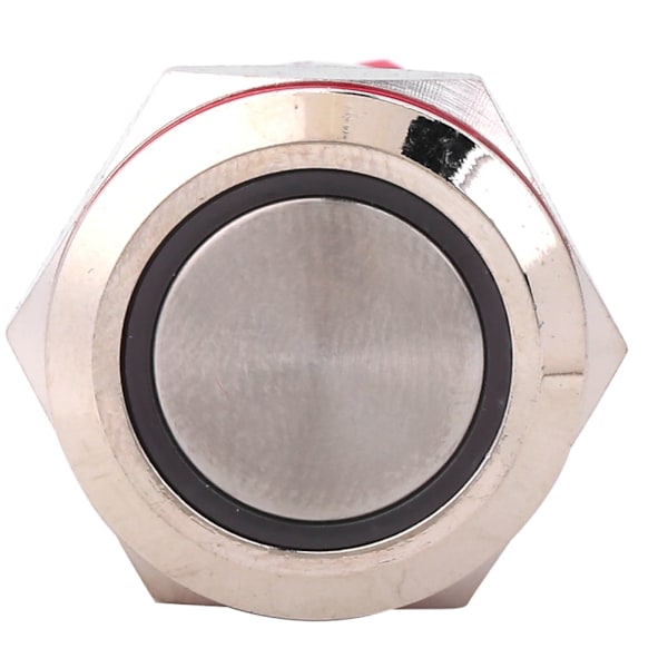 Metall Trykknappbryter DC9~30V 19mm 1NO 1NC Selvlysende Bryter med Lyseblå (Ring Flatt Hode Selvlysende)
