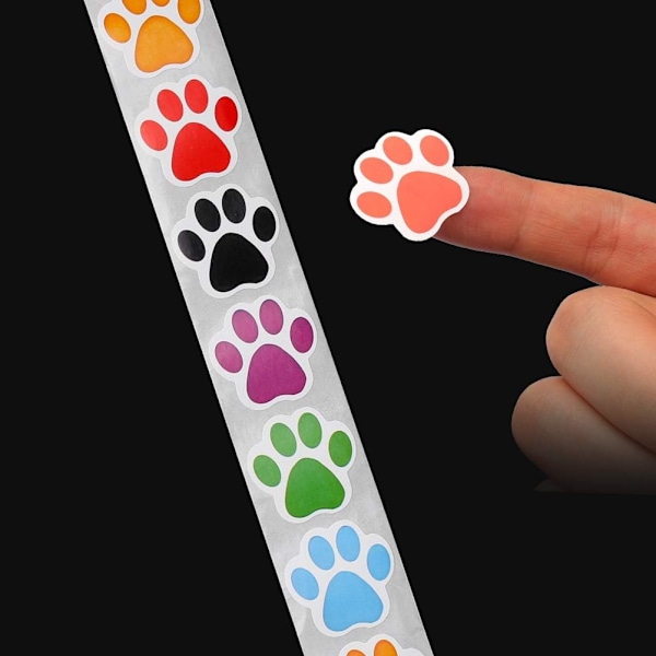 Paw Prints Stickers (1 tum/ 500 Stickers) Dog Stickers Paw Prints Stickers,Självhäftande etiketter Väggdekal i djurform,Paw Stickers Rulle för